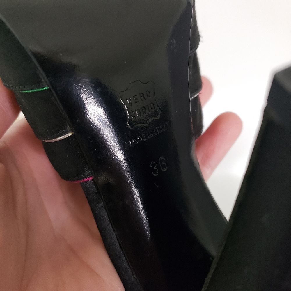 Pierre Hardy Black Satin Neon Luxury Italian Peep Toe Heels Eu 36 Us 6 — image 8 of 8